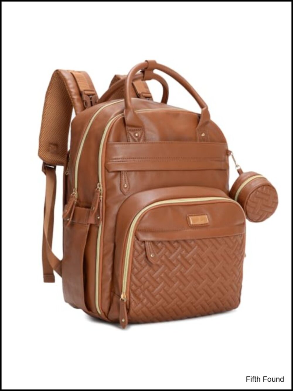 Faux Leather Diaper Bag Backpack, Water Resistant, with Changing Pad